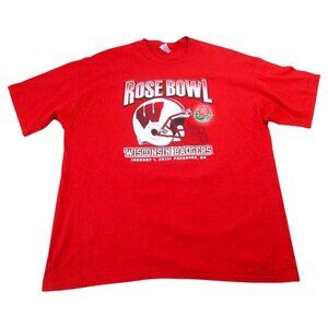 Wisconsin Badgers Shirt Mens 2XL Red Gildan NCAA Football Sports Crew Neck Tee